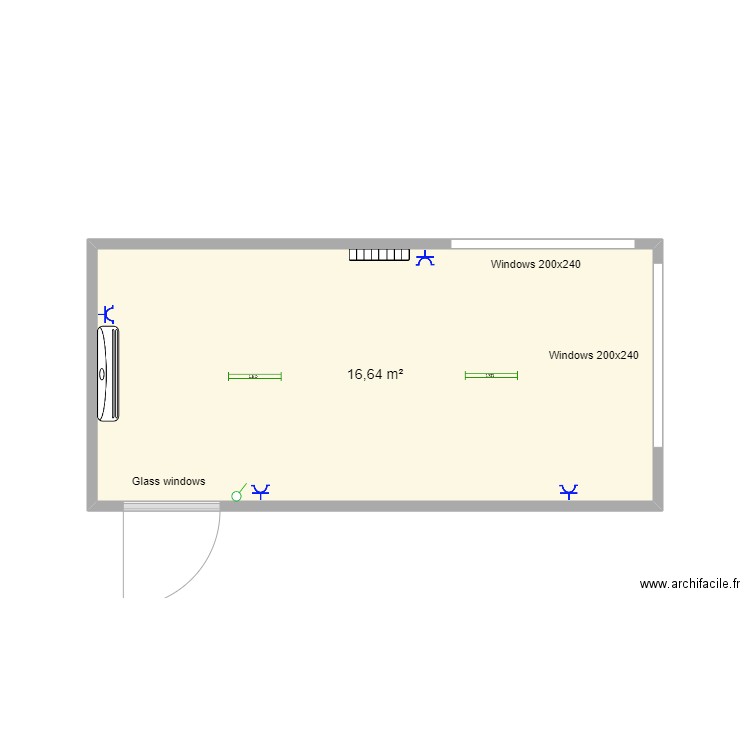 Ycare Sprl. Plan de 1 pièce et 17 m2