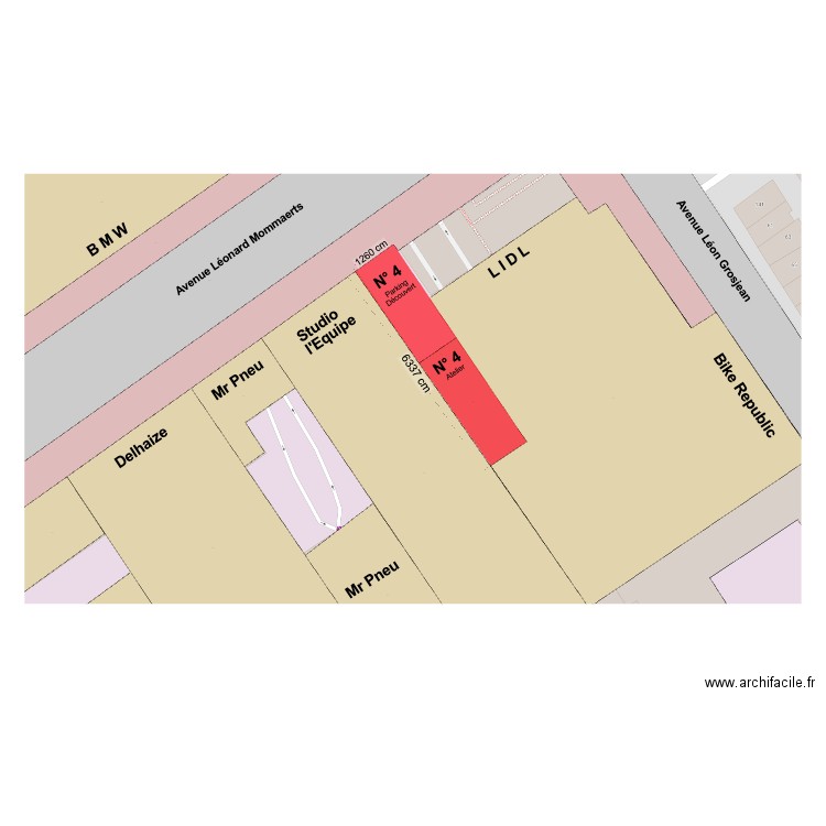 4 AV L. Mommaerts -Implantation. Plan de 0 pièce et 0 m2