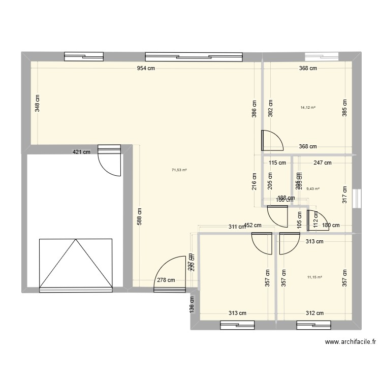 PLAN KERSAINT 2. Plan de 4 pièces et 106 m2