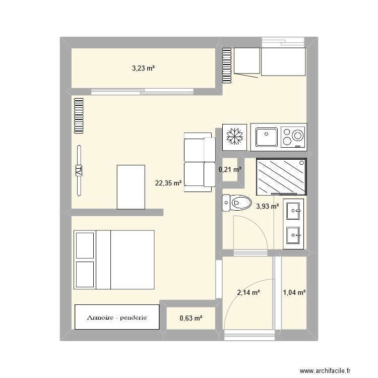 T2 GAY_V2. Plan de 7 pièces et 34 m2