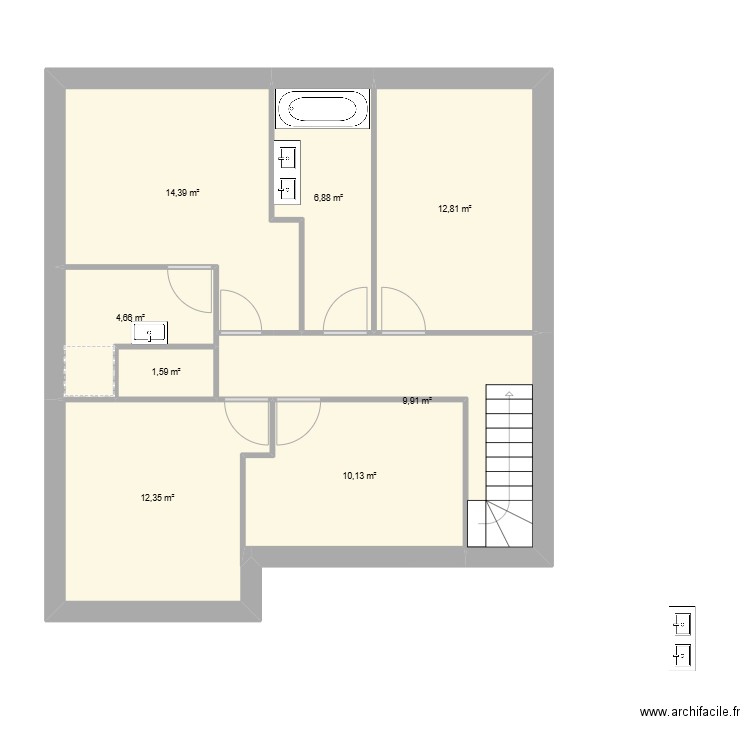 azubel. Plan de 13 pièces et 147 m2