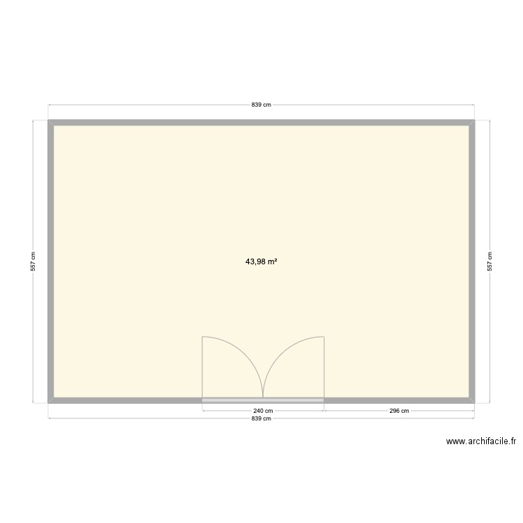 Remise. Plan de 1 pièce et 44 m2