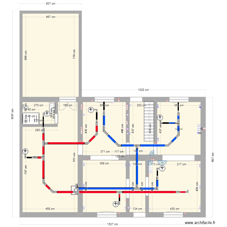 VMC RDC. Plan de 14 pièces et 233 m2