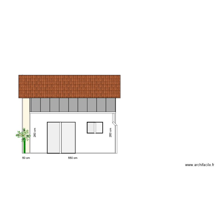 extension-facade-nord. Plan de 2 pièces et 16 m2