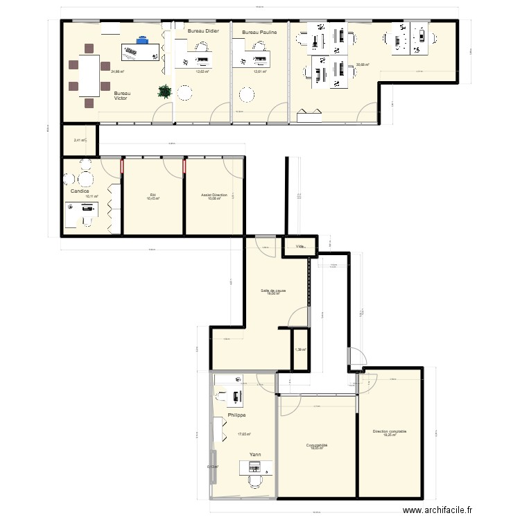 Bureaux SI 2eme étage.01.2025-V12. Plan de 15 pièces et 190 m2