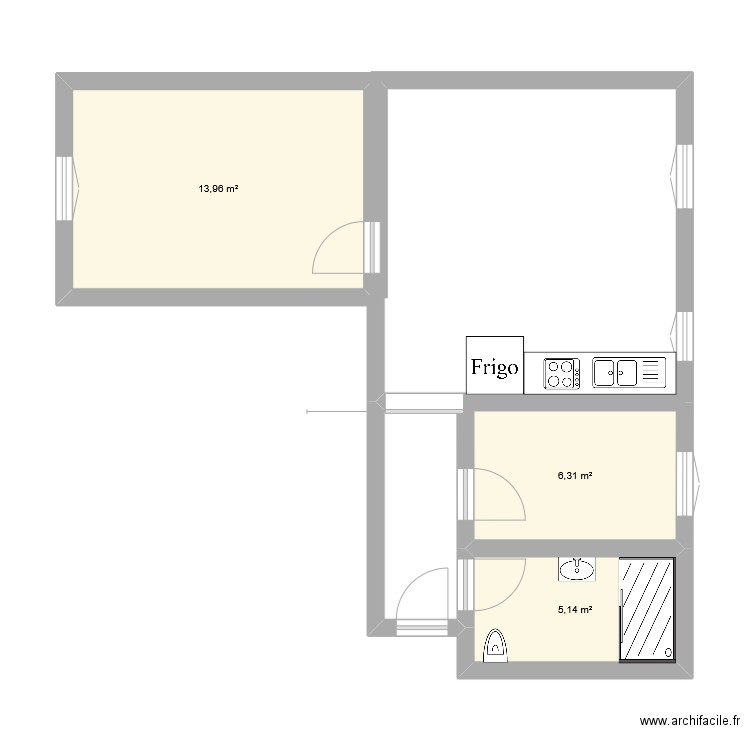 char en thon 1. Plan de 3 pièces et 25 m2