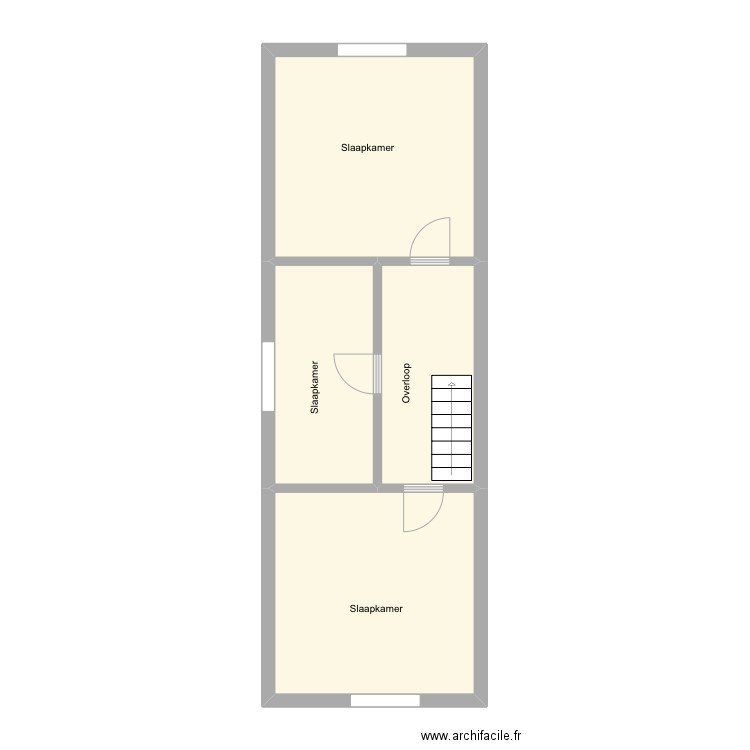 Ingooigemstraat 27 Otegem bovenverdieping. Plan de 4 pièces et 50 m2