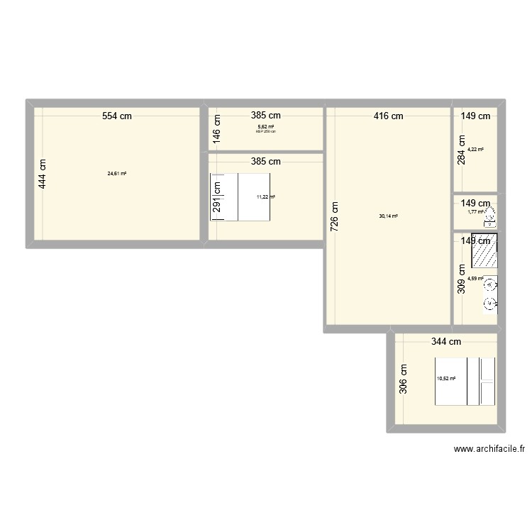 Projet maison mitoyennes. Plan de 8 pièces et 93 m2