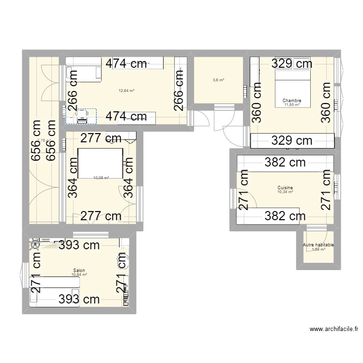 Appartement Oullins. Plan de 8 pièces et 68 m2