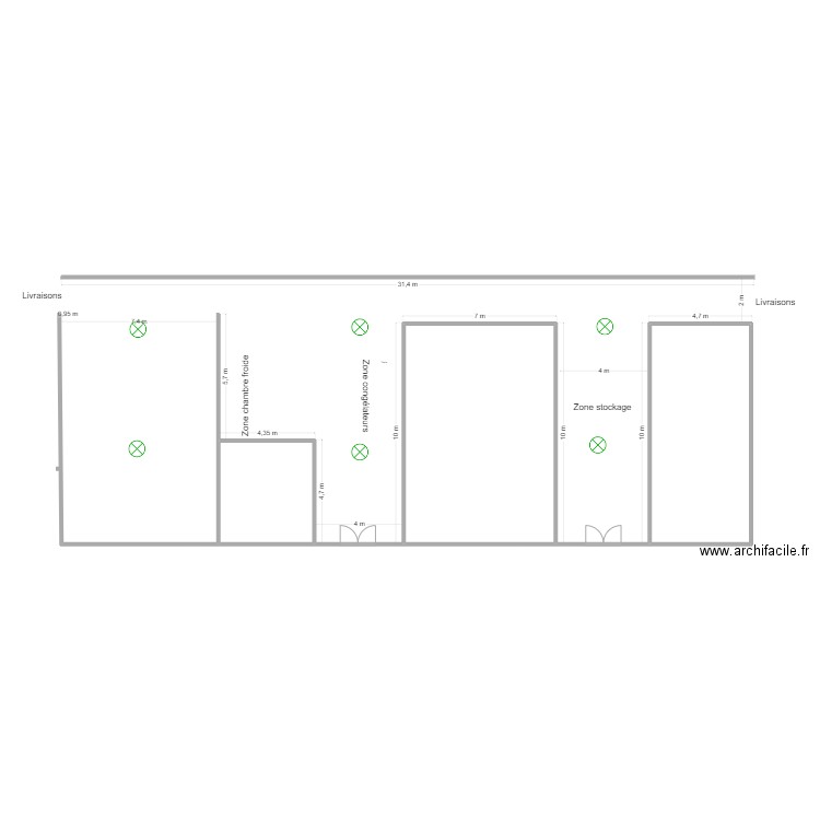 Cavaillon réserve et stockage éclairage. Plan de 3 pièces et 131 m2