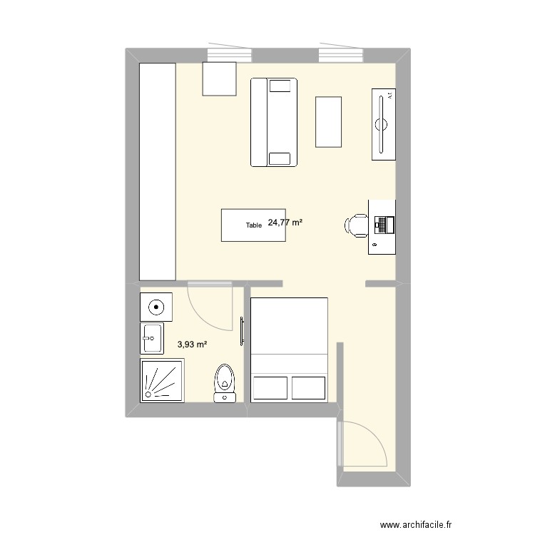 Appartement Morlaix. Plan de 2 pièces et 29 m2