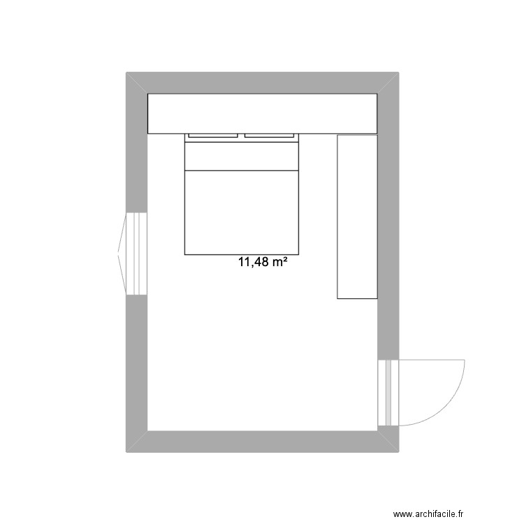 Chambre d'ami-dressing - 11, CBC. Plan de 1 pièce et 11 m2