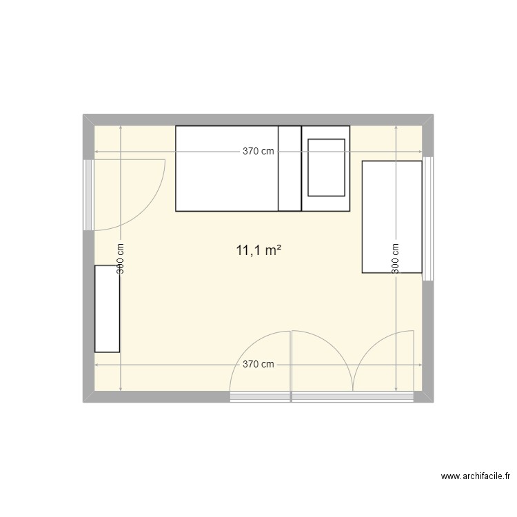 chbrpp. Plan de 1 pièce et 11 m2