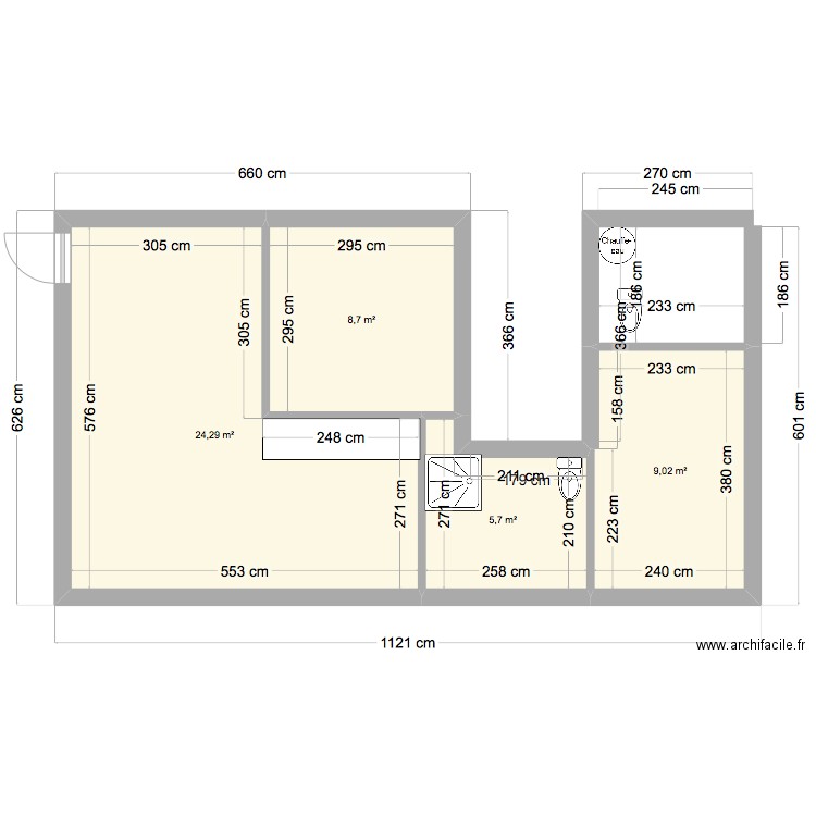 logement 3-2. Plan de 4 pièces et 48 m2