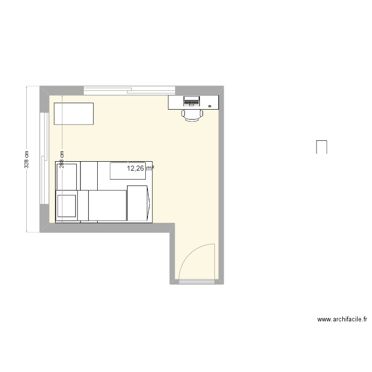 Chambre Achille. Plan de 1 pièce et 12 m2