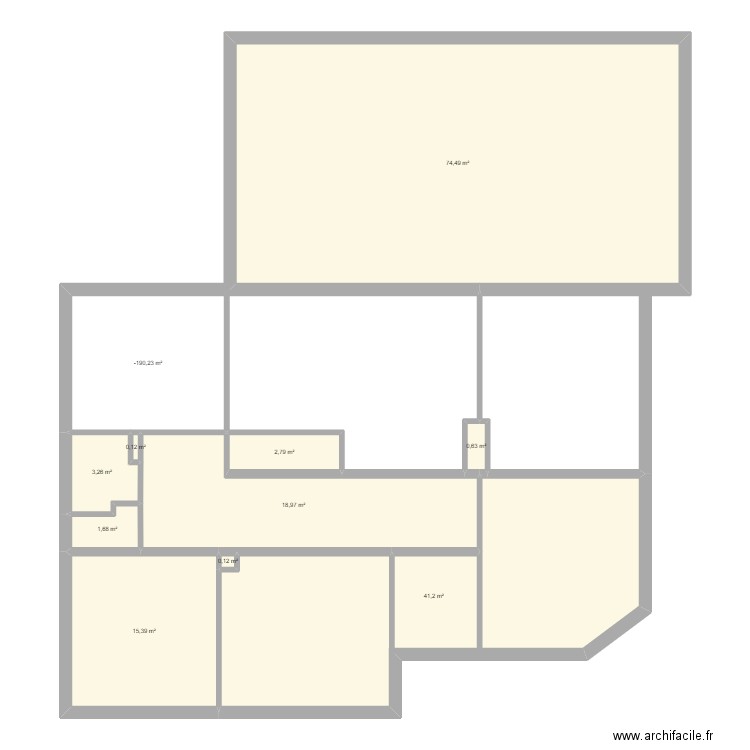 158 RDC. Plan de 11 pièces et 173 m2