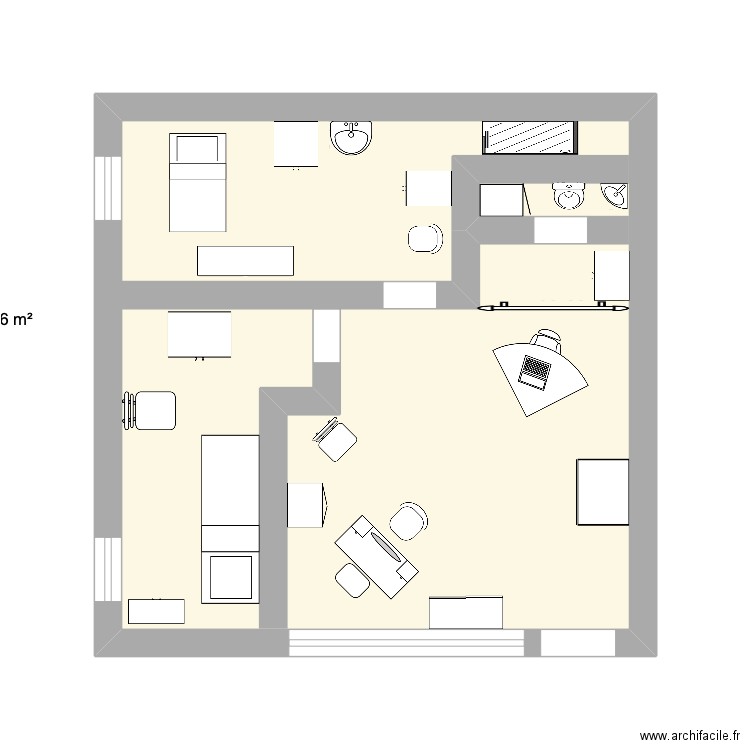 Fleur de Soudia. Plan de 1 pièce et 23 m2