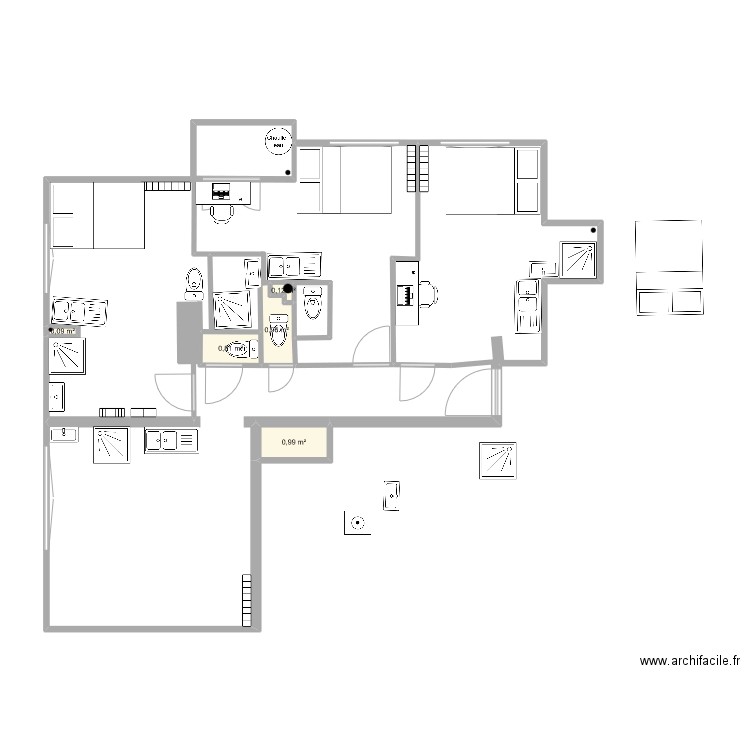 RICHELIEU2 V3. Plan de 5 pièces et 3 m2