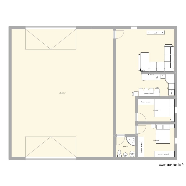 garage et maison. Plan de 5 pièces et 195 m2