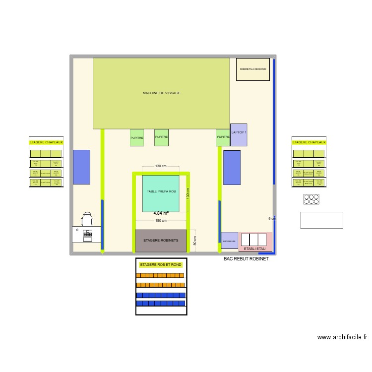 Atelier Visseuse + Renovation Robinet. Plan de 2 pièces et 46 m2