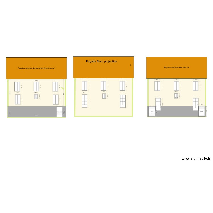 Plan de facade  NORD. Plan de 3 pièces et 183 m2