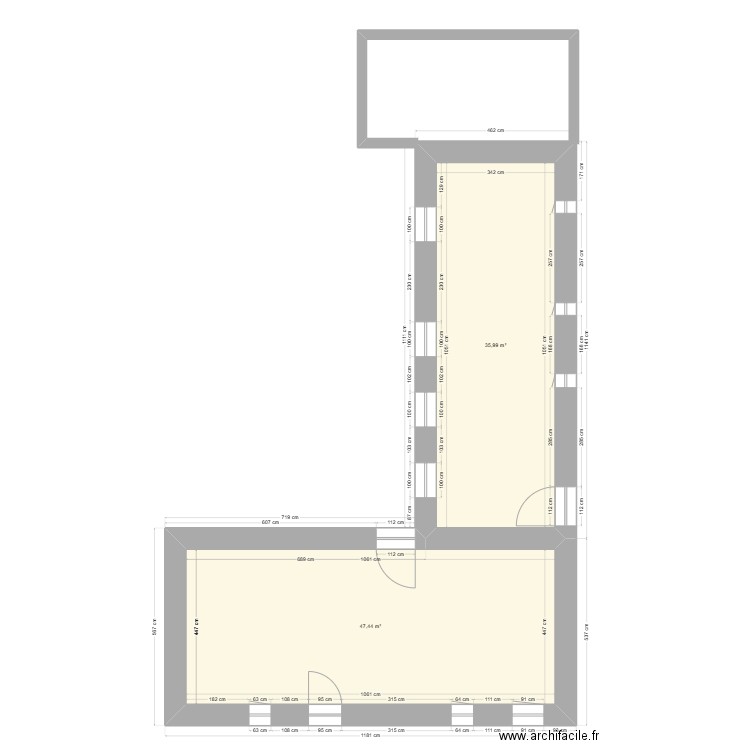 CAVAN. Plan de 2 pièces et 83 m2