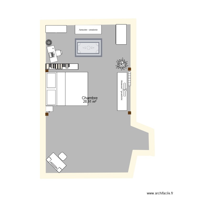 chambre manon. Plan de 1 pièce et 29 m2