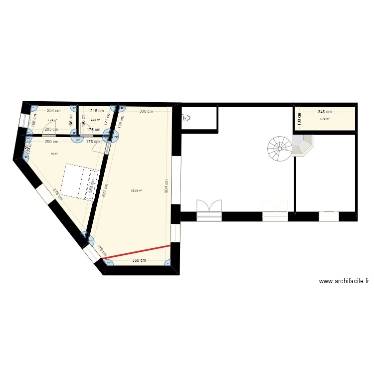 plan vide 1. Plan de 5 pièces et 64 m2