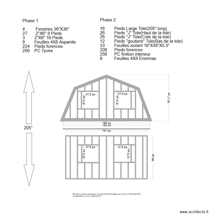 Mur Cote Riviere 16X32 Juillet. Plan de 35 pièces et 15 m2