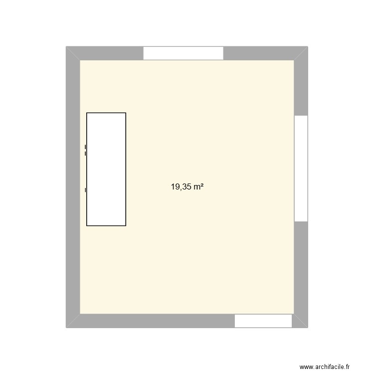 Salle. Plan de 1 pièce et 19 m2