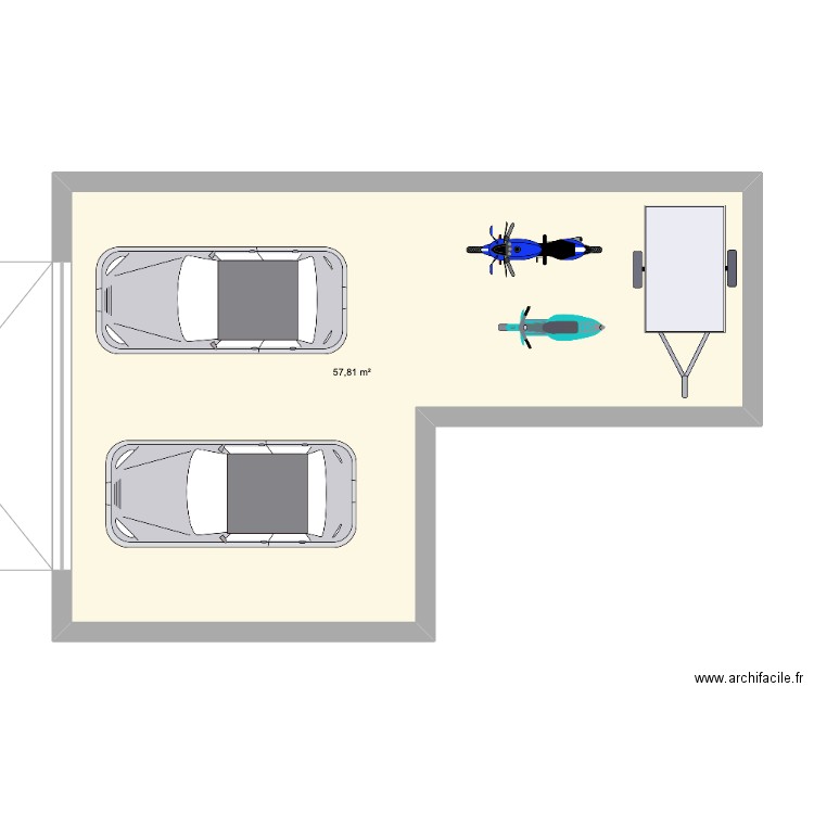 Garage test. Plan de 1 pièce et 58 m2