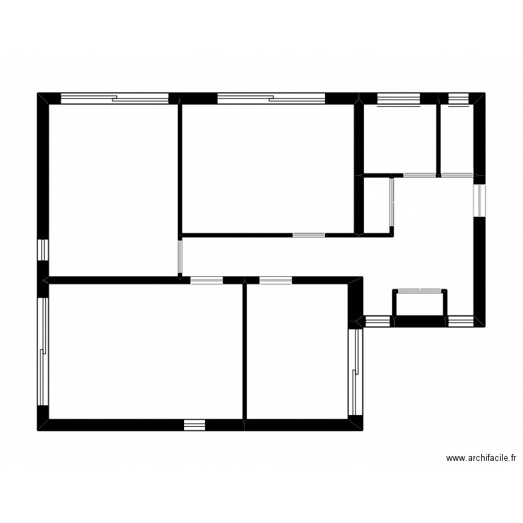 Partie nuit. Plan de 9 pièces et 62 m2