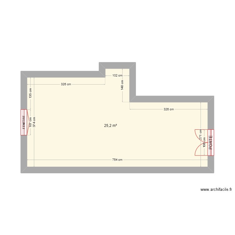 Appart 2. Plan de 1 pièce et 25 m2