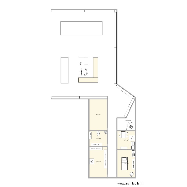 parfumerie marionnaud. Plan de 6 pièces et 29 m2