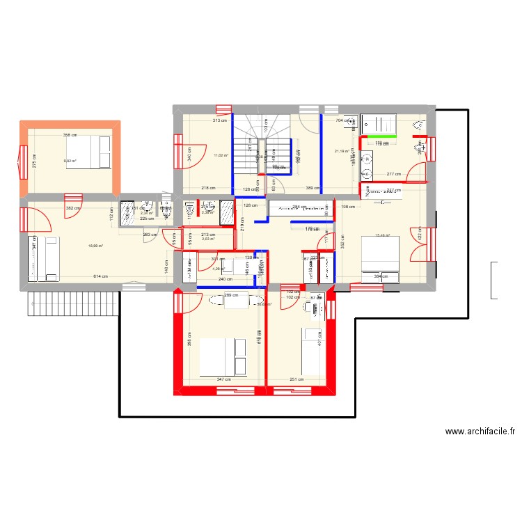 Berlioz Rdc variante. Plan de 11 pièces et 125 m2