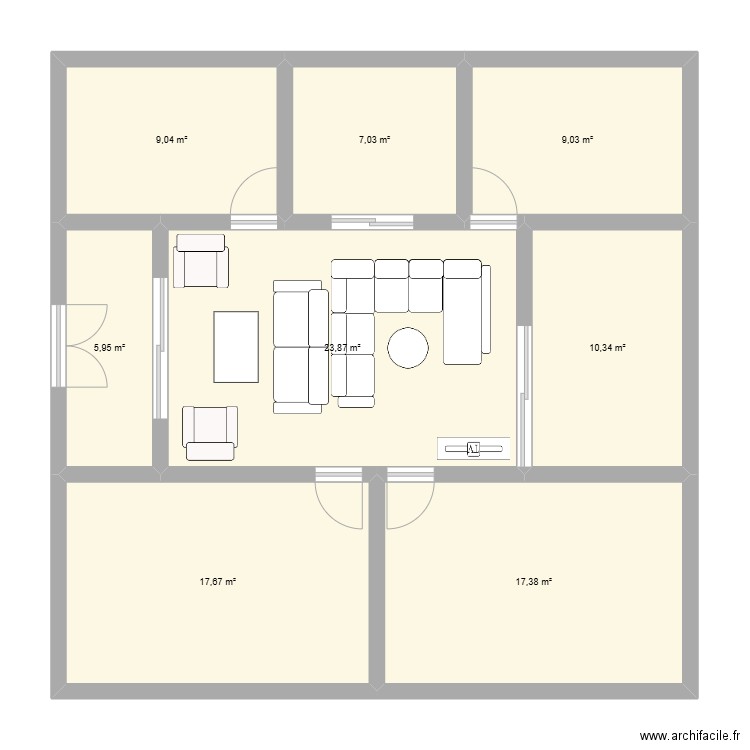 maison. Plan de 8 pièces et 100 m2