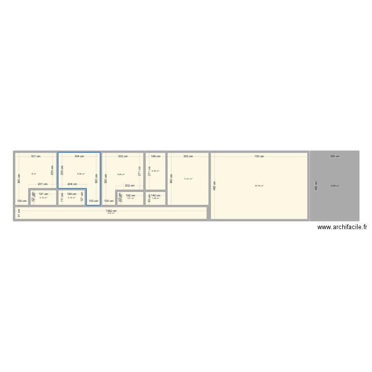 PENICHE 5. Plan de 12 pièces et 113 m2