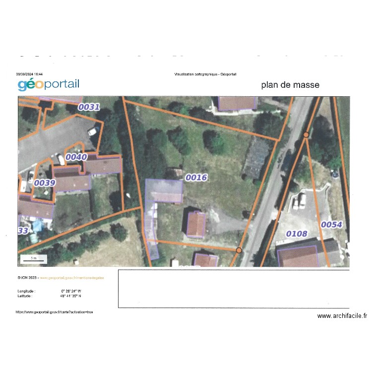 plan de masse cadastral. Plan de 0 pièce et 0 m2