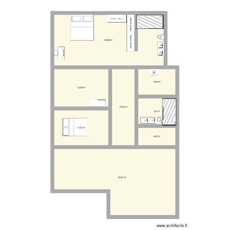 maison 2. Plan de 8 pièces et 123 m2