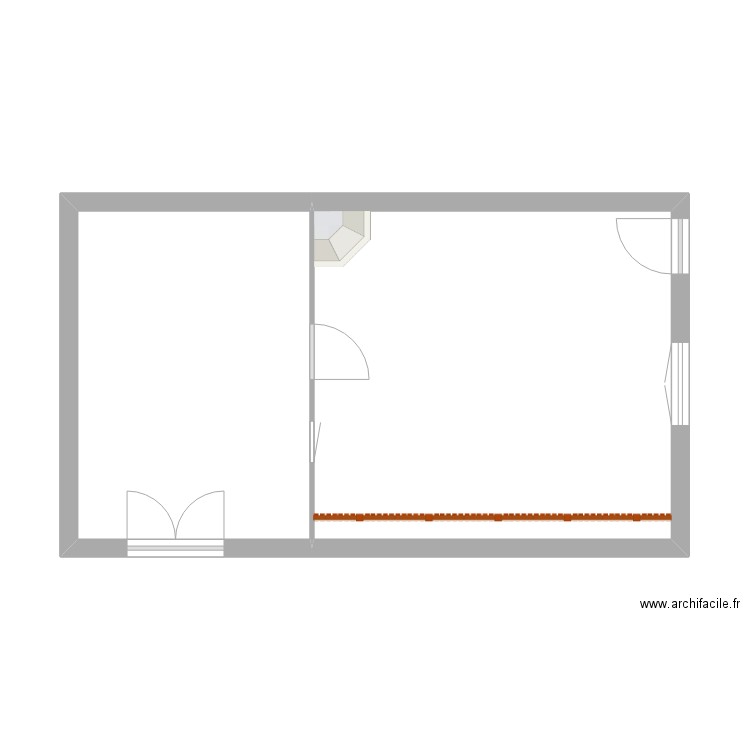 LSO cours + dependance ss mesure. Plan de 2 pièces et 41 m2