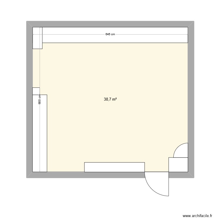 Ecole. Plan de 1 pièce et 39 m2