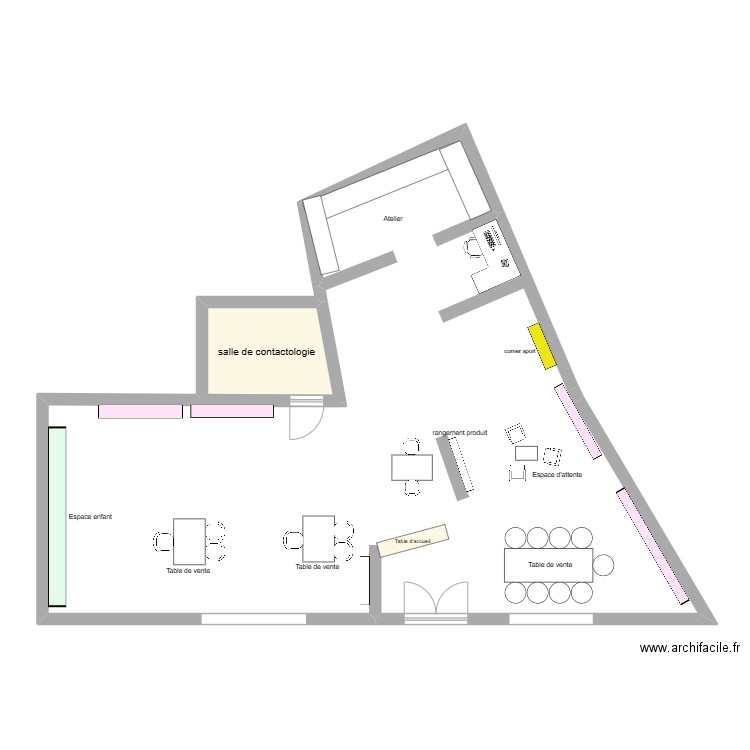 plan magasin. Plan de 1 pièce et 6 m2