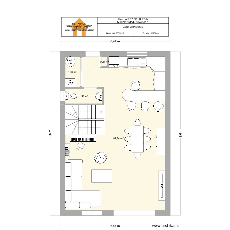 Provence. Plan de 4 pièces et 52 m2