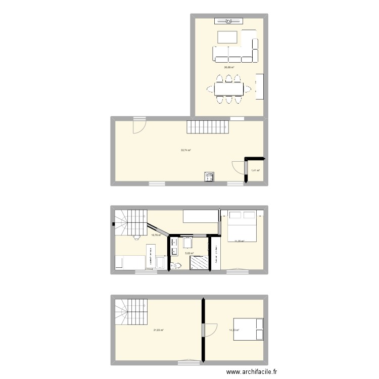 Maison Hennebont. Plan de 8 pièces et 130 m2