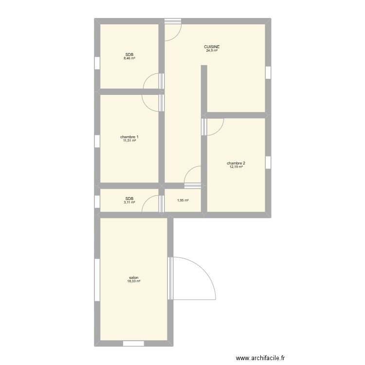 plan53. Plan de 7 pièces et 80 m2