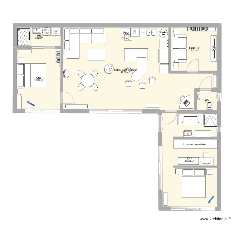 Bethisy Saint MartinV3. Plan de 6 pièces et 97 m2