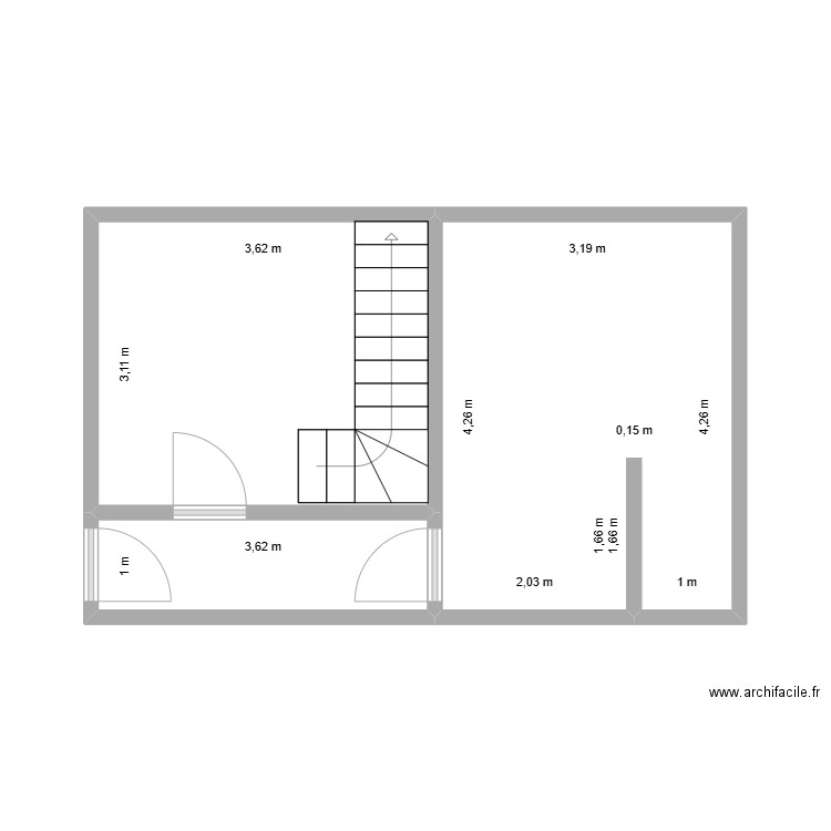 STUDIO REZ. Plan de 3 pièces et 28 m2