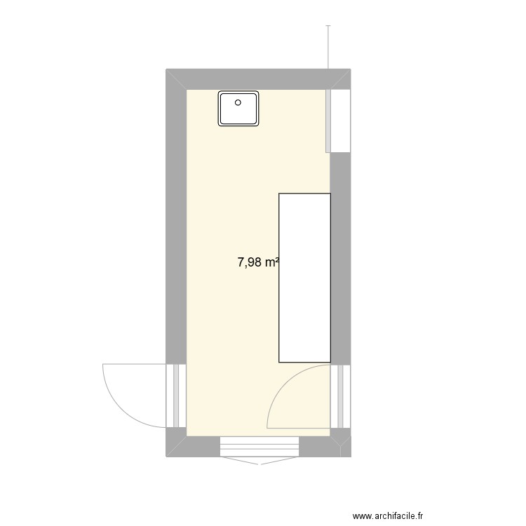 cuisine. Plan de 1 pièce et 8 m2