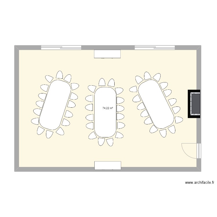 Grand Salon 1 - Résidences. Plan de 1 pièce et 74 m2