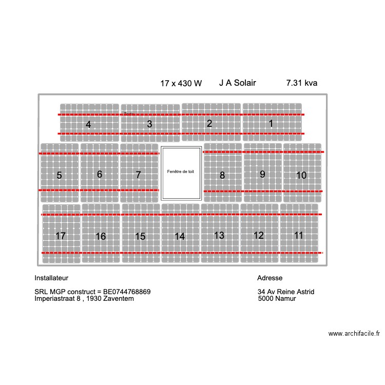 ok reine astrid panneaux solaire. Plan de 1 pièce et 42 m2